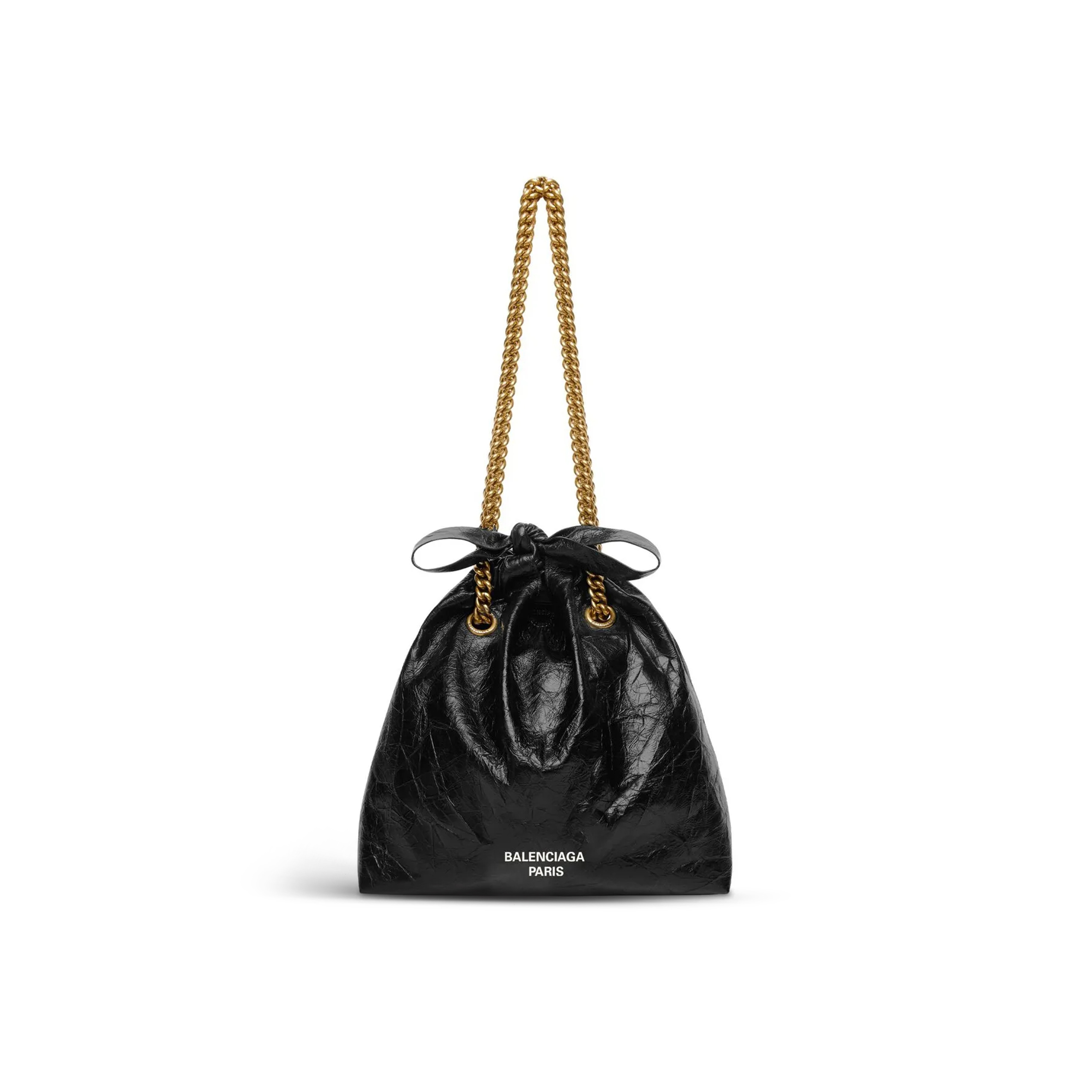 BALENCIAGA WOMEN'S CRUSH TOTE BAG SMALL IN BLACK 742942210IT1000 (25.9*23.9*9.9cm)